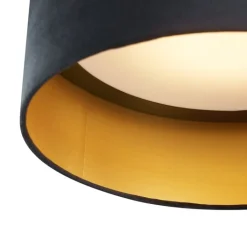 QAZQA Led-Deckenleuchten|Deckenleuchten*Moderne Deckenleuchte Schwarz Samt 40cm inkl. LED 3-Stufen Dimmbar - Sue