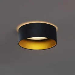 QAZQA Led-Deckenleuchten|Deckenleuchten*Moderne Deckenleuchte Schwarz Samt 40cm inkl. LED 3-Stufen Dimmbar - Sue