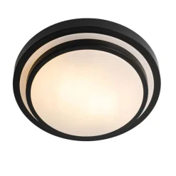 QAZQA Gartenbeleuchtung|Badezimmerlampen*Moderne Deckenleuchte schwarz mit weiß 35 cm IP44 - Walden