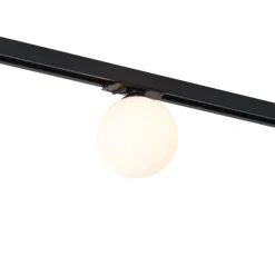 QAZQA Deckenstrahler|Aufbaustrahler*Moderne Deckenleuchte schwarz mit weißem Glas für 1-Phasen-Schienensystem - Iconic Perle