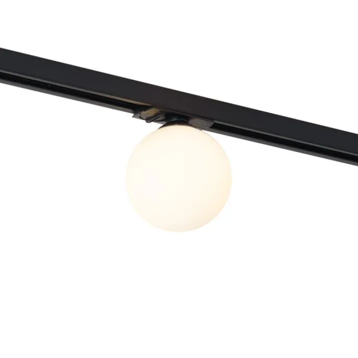 QAZQA Deckenstrahler|Aufbaustrahler*Moderne Deckenleuchte schwarz mit weißem Glas für 1-Phasen-Schienensystem - Iconic Perle