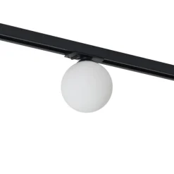 QAZQA Deckenstrahler|Aufbaustrahler*Moderne Deckenleuchte schwarz mit weißem Glas für 1-Phasen-Schienensystem - Iconic Perle