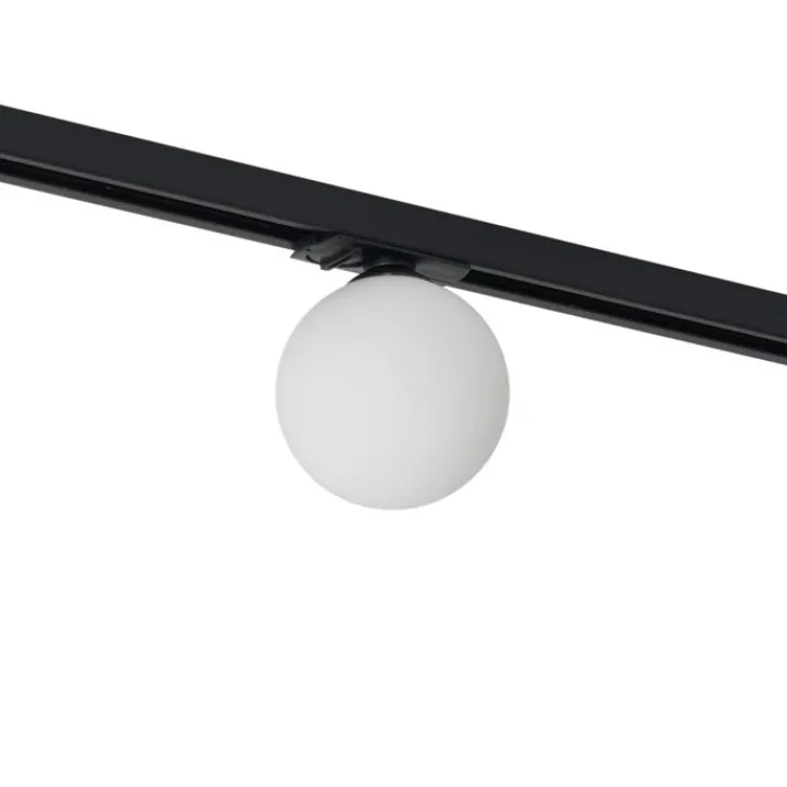 QAZQA Deckenstrahler|Aufbaustrahler*Moderne Deckenleuchte schwarz mit weißem Glas für 1-Phasen-Schienensystem - Iconic Perle