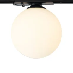 QAZQA Deckenstrahler|Aufbaustrahler*Moderne Deckenleuchte schwarz mit weißem Glas für 1-Phasen-Schienensystem - Iconic Perle