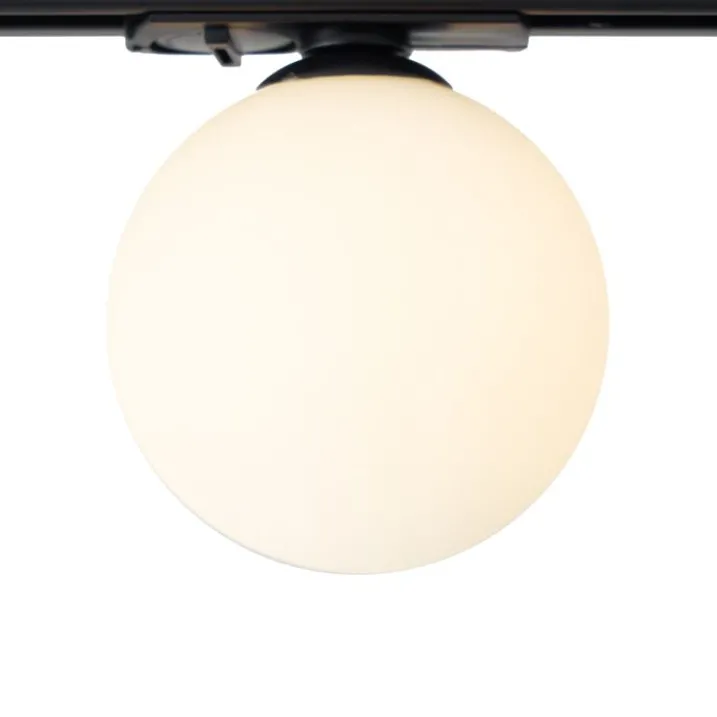 QAZQA Deckenstrahler|Aufbaustrahler*Moderne Deckenleuchte schwarz mit weißem Glas für 1-Phasen-Schienensystem - Iconic Perle