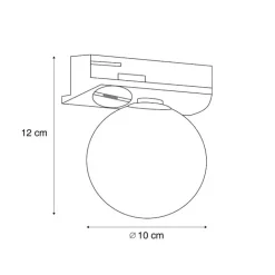 QAZQA Deckenstrahler|Aufbaustrahler*Moderne Deckenleuchte schwarz mit weißem Glas für 1-Phasen-Schienensystem - Iconic Perle