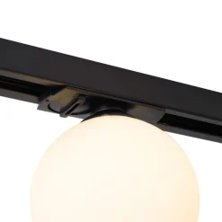 QAZQA Deckenstrahler|Aufbaustrahler*Moderne Deckenleuchte schwarz mit weißem Glas für 1-Phasen-Schienensystem - Iconic Perle