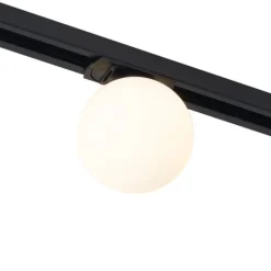 QAZQA Deckenstrahler|Aufbaustrahler*Moderne Deckenleuchte schwarz mit weißem Glas für 1-Phasen-Schienensystem - Iconic Perle