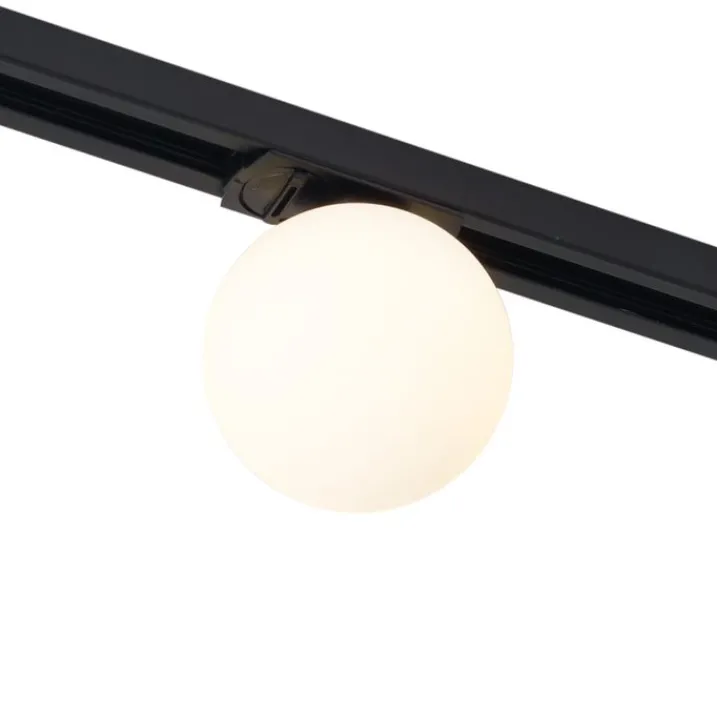QAZQA Deckenstrahler|Aufbaustrahler*Moderne Deckenleuchte schwarz mit weißem Glas für 1-Phasen-Schienensystem - Iconic Perle
