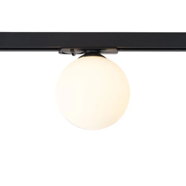 QAZQA Deckenstrahler|Aufbaustrahler*Moderne Deckenleuchte schwarz mit weißem Glas für 1-Phasen-Schienensystem - Iconic Perle