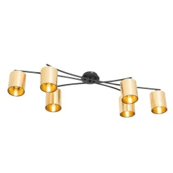 QAZQA Schlafzimmerlampen|Küchenlampen*Moderne Deckenleuchte schwarz mit goldenen 6 Lichtern - Lofty