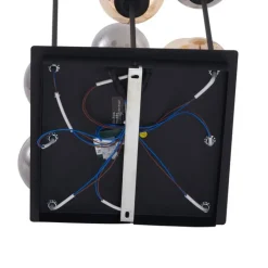 QAZQA Deckenleuchten|Wohnzimmerlampen*Moderne Deckenleuchte Schwarz mit Bernstein- und Rauchglas 9-flammig - Athen