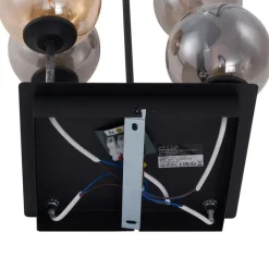 QAZQA Küchenlampen|Deckenleuchten*Moderne Deckenleuchte Schwarz mit Bernstein- und Rauchglas 5-flammig - Athen