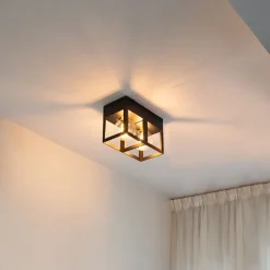 QAZQA Deckenleuchten|Wohnzimmerlampen*Moderne Deckenleuchte schwarz 2-Licht - Cela