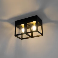 QAZQA Deckenleuchten|Wohnzimmerlampen*Moderne Deckenleuchte schwarz 2-Licht - Cela