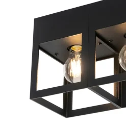 QAZQA Deckenleuchten|Wohnzimmerlampen*Moderne Deckenleuchte schwarz 2-Licht - Cela