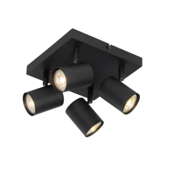 QAZQA Schlafzimmerlampen|Küchenlampen*Moderne Deckenleuchte schwarz 4-flammig verstellbar quadratisch - Jeana