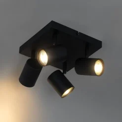 QAZQA Schlafzimmerlampen|Küchenlampen*Moderne Deckenleuchte schwarz 4-flammig verstellbar quadratisch - Jeana