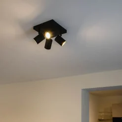 QAZQA Schlafzimmerlampen|Küchenlampen*Moderne Deckenleuchte schwarz 4-flammig verstellbar quadratisch - Jeana