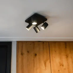 QAZQA Schlafzimmerlampen|Küchenlampen*Moderne Deckenleuchte schwarz 4-flammig verstellbar quadratisch - Jeana