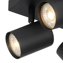 QAZQA Schlafzimmerlampen|Küchenlampen*Moderne Deckenleuchte schwarz 4-flammig verstellbar quadratisch - Jeana