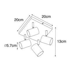 QAZQA Schlafzimmerlampen|Küchenlampen*Moderne Deckenleuchte schwarz 4-flammig verstellbar quadratisch - Jeana