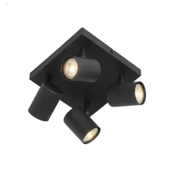 QAZQA Schlafzimmerlampen|Küchenlampen*Moderne Deckenleuchte schwarz 4-flammig verstellbar quadratisch - Jeana