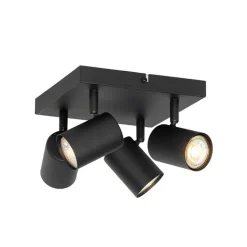 QAZQA Schlafzimmerlampen|Küchenlampen*Moderne Deckenleuchte schwarz 4-flammig verstellbar quadratisch - Jeana