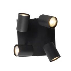 QAZQA Schlafzimmerlampen|Küchenlampen*Moderne Deckenleuchte schwarz 4-flammig verstellbar quadratisch - Jeana