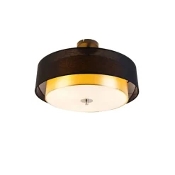 QAZQA Deckenleuchten|Wohnzimmerlampen*Moderne Deckenleuchte schwarz mit gold 50 cm 3-flammig - Drum Duo