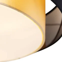 QAZQA Deckenleuchten|Wohnzimmerlampen*Moderne Deckenleuchte schwarz mit gold 50 cm 3-flammig - Drum Duo