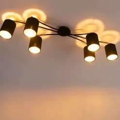 QAZQA Deckenstrahler|Aufbaustrahler*Moderne Deckenleuchte schwarz 6-Flammig - Lofty