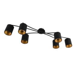 QAZQA Deckenstrahler|Aufbaustrahler*Moderne Deckenleuchte schwarz 6-Flammig - Lofty