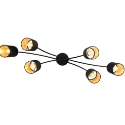 QAZQA Deckenstrahler|Aufbaustrahler*Moderne Deckenleuchte schwarz 6-Flammig - Lofty