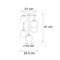 QAZQA Küchenlampen|Esszimmerlampen*Moderne Deckenleuchte schwarz 5-Licht mit Rauchglas - Athen