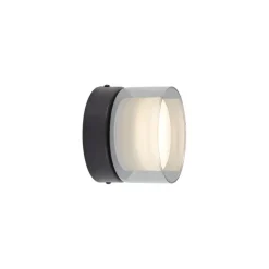 QAZQA Gartenbeleuchtung|Badezimmerlampen*Moderne Deckenleuchte schwarz mit Rauchglas - Puck