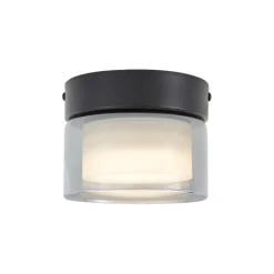 QAZQA Gartenbeleuchtung|Badezimmerlampen*Moderne Deckenleuchte schwarz mit Rauchglas - Puck