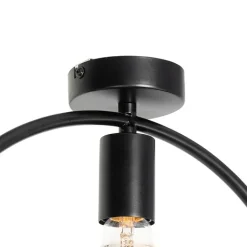 QAZQA Deckenleuchten|Wohnzimmerlampen*Moderne Deckenleuchte schwarz mit Glas rund - Roslini