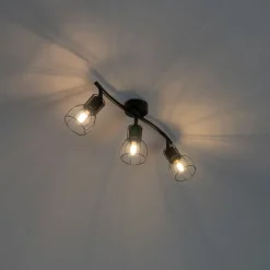 QAZQA Deckenstrahler|Aufbaustrahler*Moderne Deckenleuchte schwarz 63 cm 3-Licht verstellbar - Botu