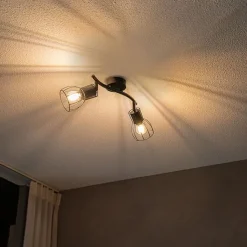 QAZQA Deckenstrahler|Aufbaustrahler*Moderne Deckenleuchte schwarz 2-Licht verstellbar - Botu