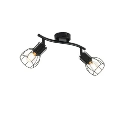 QAZQA Deckenstrahler|Aufbaustrahler*Moderne Deckenleuchte schwarz 2-Licht verstellbar - Botu