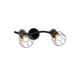 QAZQA Deckenstrahler|Aufbaustrahler*Moderne Deckenleuchte schwarz 2-Licht verstellbar - Botu