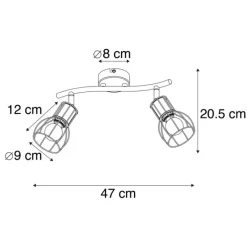 QAZQA Deckenstrahler|Aufbaustrahler*Moderne Deckenleuchte schwarz 2-Licht verstellbar - Botu
