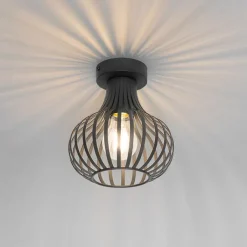 QAZQA Deckenleuchten|Wohnzimmerlampen*Moderne Deckenleuchte schwarz 18 cm - Saffira