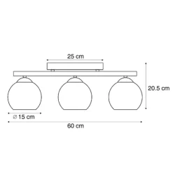 QAZQA Deckenleuchten|Wohnzimmerlampen*Moderne Deckenleuchte schwarz mit Holz und Rauchglas 3-flammig - Aleks