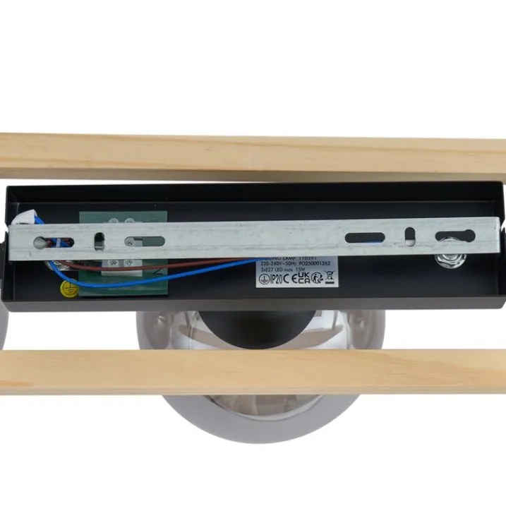 QAZQA Deckenleuchten|Wohnzimmerlampen*Moderne Deckenleuchte schwarz mit Holz und Rauchglas 3-flammig - Aleks