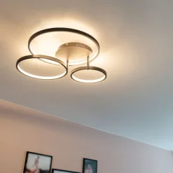 QAZQA Led-Deckenleuchten|Deckenleuchten*Moderne Deckenleuchte schwarz inkl. LED und Dimmer - Rondas