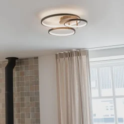 QAZQA Led-Deckenleuchten|Deckenleuchten*Moderne Deckenleuchte schwarz inkl. LED und Dimmer - Rondas