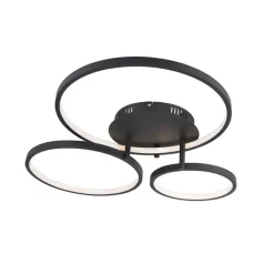 QAZQA Led-Deckenleuchten|Deckenleuchten*Moderne Deckenleuchte schwarz inkl. LED und Dimmer - Rondas