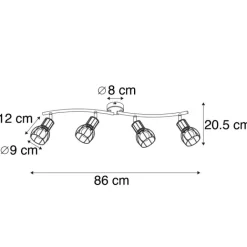 QAZQA Deckenstrahler|Aufbaustrahler*Moderne Deckenleuchte schwarz 86 cm 4-Licht - Botu